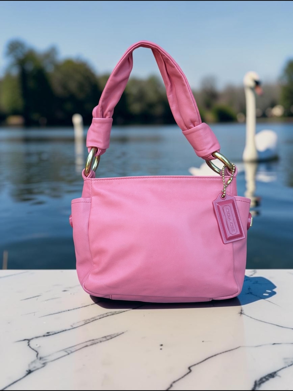 Coach Parker Small Pink Satchel with Brass-Tone Hardware (J0873-42167)